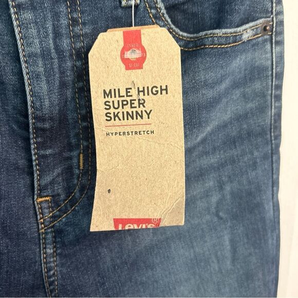Levis Levi’s Mile High Super Skinny Distressed Medium Wash Blue Size 26 - Picture 11 of 16